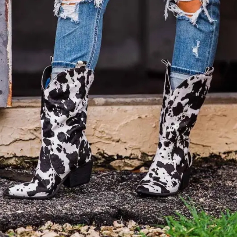 Durango women's black and white leather upper balance man made boots size 8.5